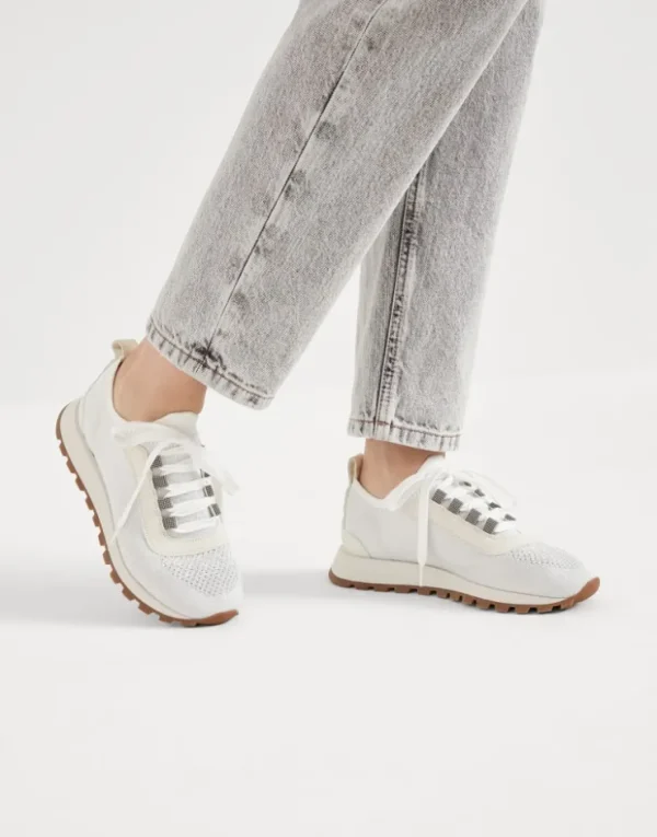 Brunello Cucinelli Sneakers aus Sparkling-Baumwollstrick mit Shiny Eyelets | Damen Sneakers