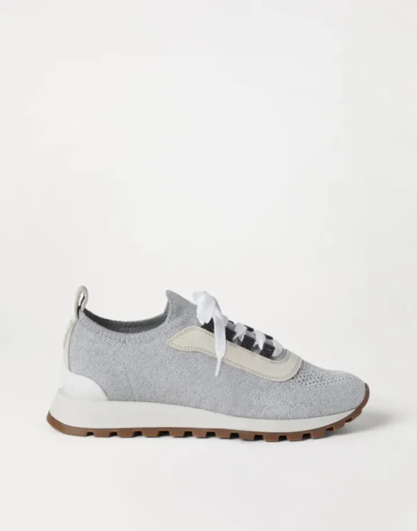 Brunello Cucinelli Sneakers aus Sparkling-Baumwollstrick mit Shiny Eyelets | Damen Sneakers