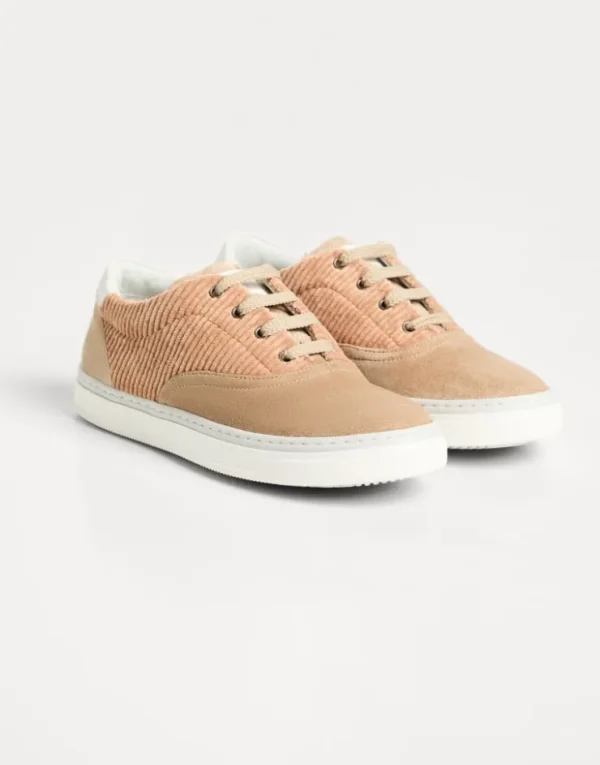 Brunello Cucinelli Sneakers aus Veloursleder und Cordsamt | Kinder Schuhe