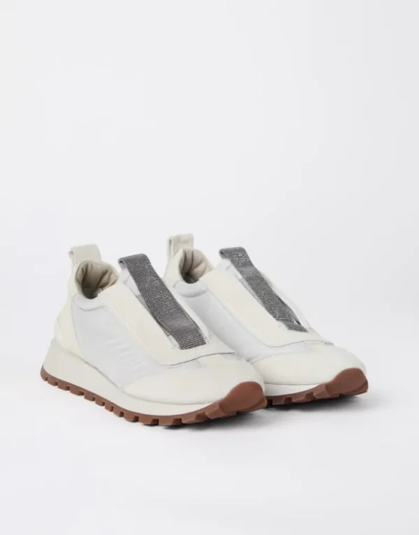 Brunello Cucinelli Sneakers aus Veloursleder und Techno-Stoff mit Precious Detail | Damen Sneakers