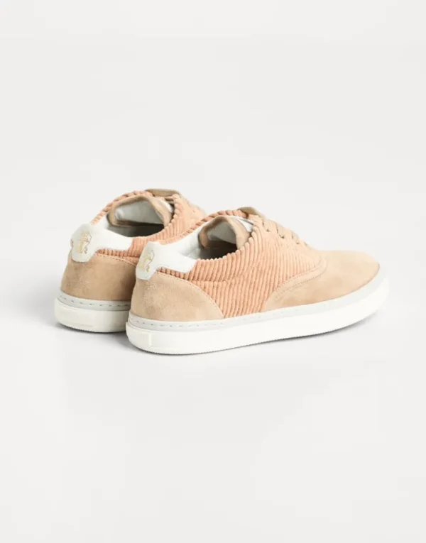 Brunello Cucinelli Sneakers aus Veloursleder und Cordsamt | Kinder Schuhe