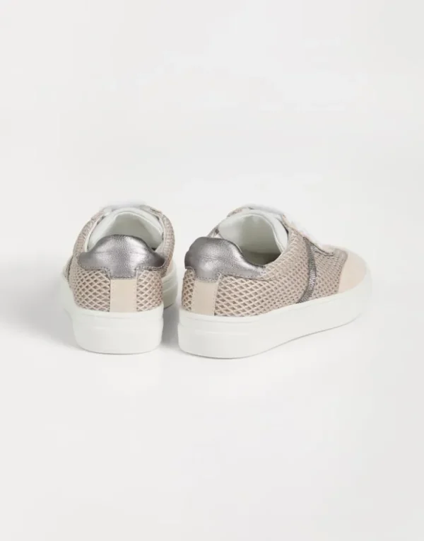 Brunello Cucinelli Sneakers aus Veloursleder und Techno Net-Stoff mit Monili | Kinder Schuhe