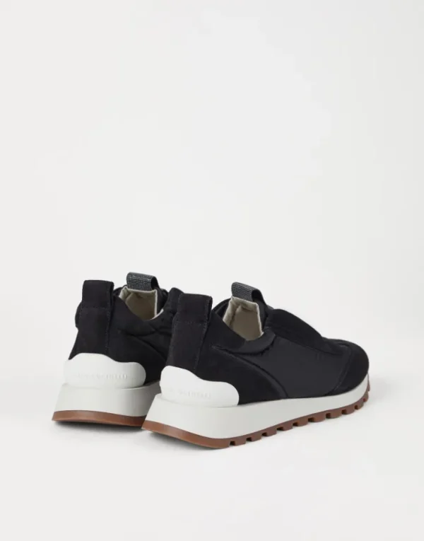 Brunello Cucinelli Sneakers aus Veloursleder und Techno-Stoff mit Precious Detail | Damen Sneakers