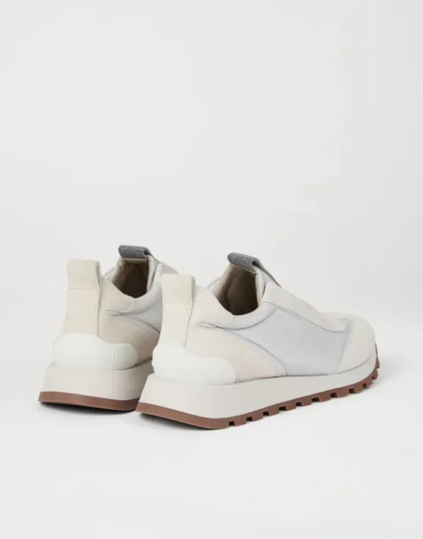 Brunello Cucinelli Sneakers aus Veloursleder und Techno-Stoff mit Precious Detail | Damen Sneakers