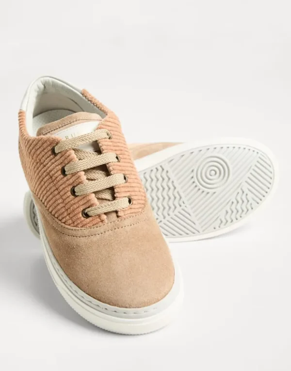 Brunello Cucinelli Sneakers aus Veloursleder und Cordsamt | Kinder Schuhe