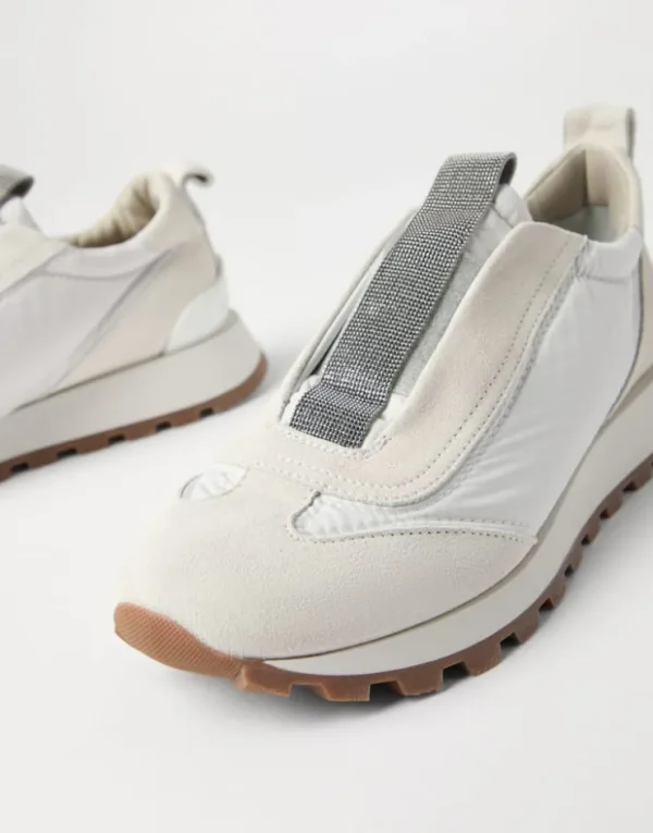 Brunello Cucinelli Sneakers aus Veloursleder und Techno-Stoff mit Precious Detail | Damen Sneakers