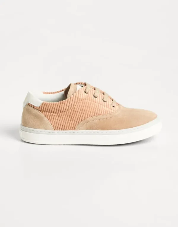 Brunello Cucinelli Sneakers aus Veloursleder und Cordsamt | Kinder Schuhe