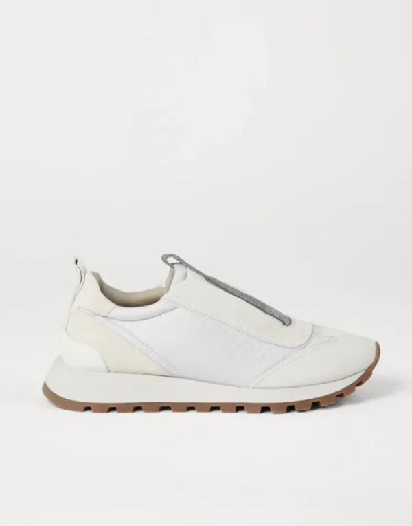 Brunello Cucinelli Sneakers aus Veloursleder und Techno-Stoff mit Precious Detail | Damen Sneakers