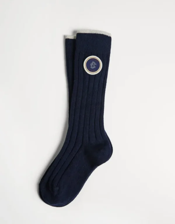 Brunello Cucinelli Socken aus Kaschmir in Rippenstrick mit Patch | Kinder Accessoires