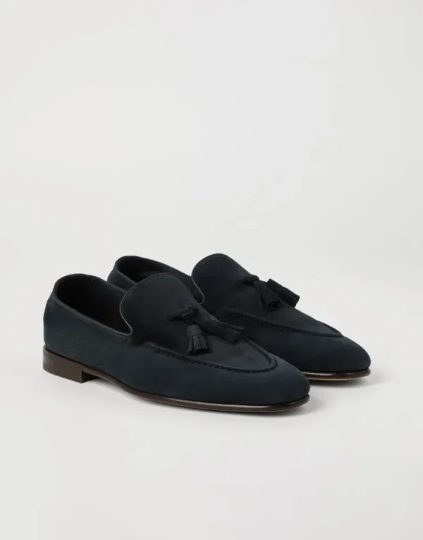 Brunello Cucinelli Soft-Loafers aus Veloursleder mit Quasten | Herren Mokassins