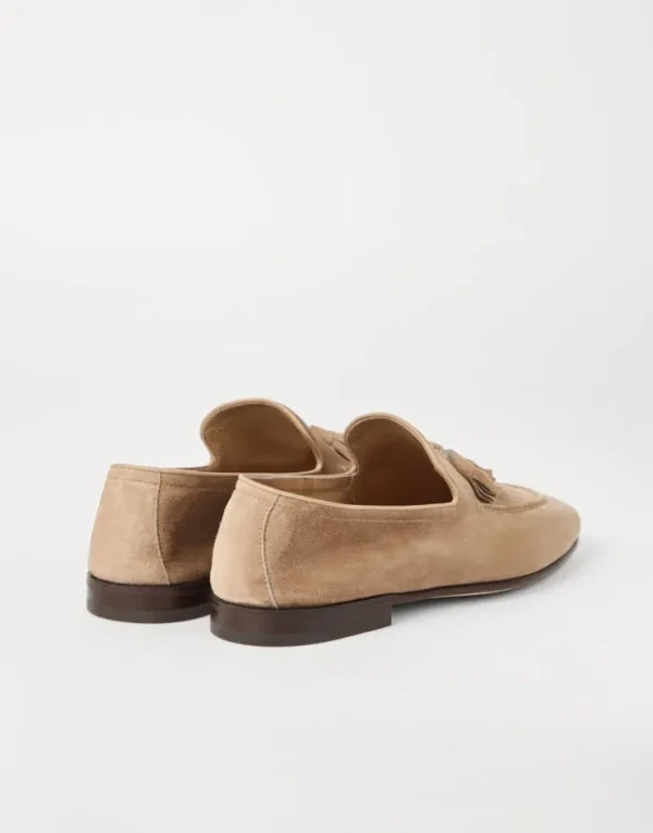 Brunello Cucinelli Soft-Loafers aus Veloursleder mit Quasten | Herren Mokassins