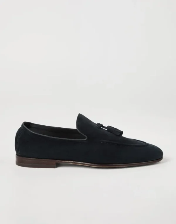 Brunello Cucinelli Soft-Loafers aus Veloursleder mit Quasten | Herren Mokassins