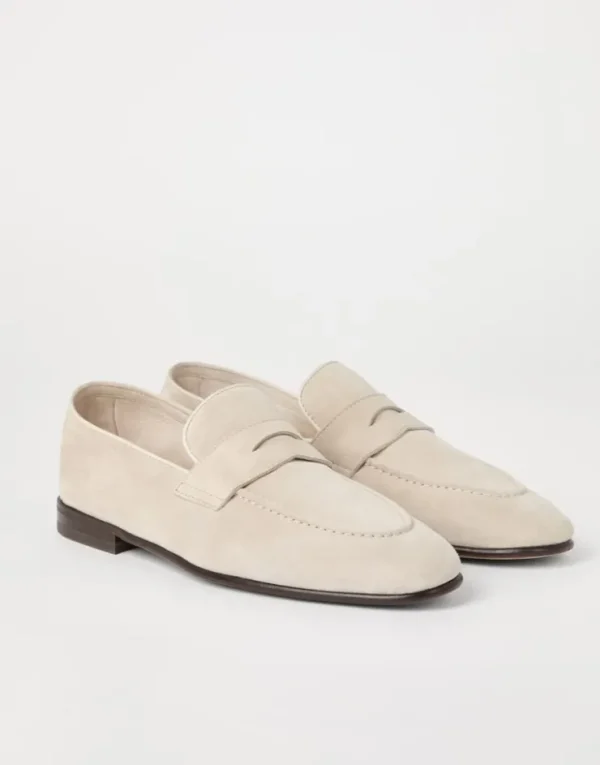 Brunello Cucinelli Soft-Penny-Loafers aus Veloursleder | Herren Mokassins