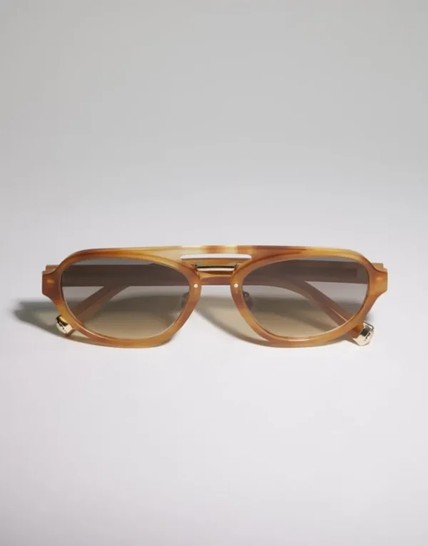 Brunello Cucinelli Sonnenbrille Intarsia Rays aus Azetat | Damen Brillen | Brillen Herren