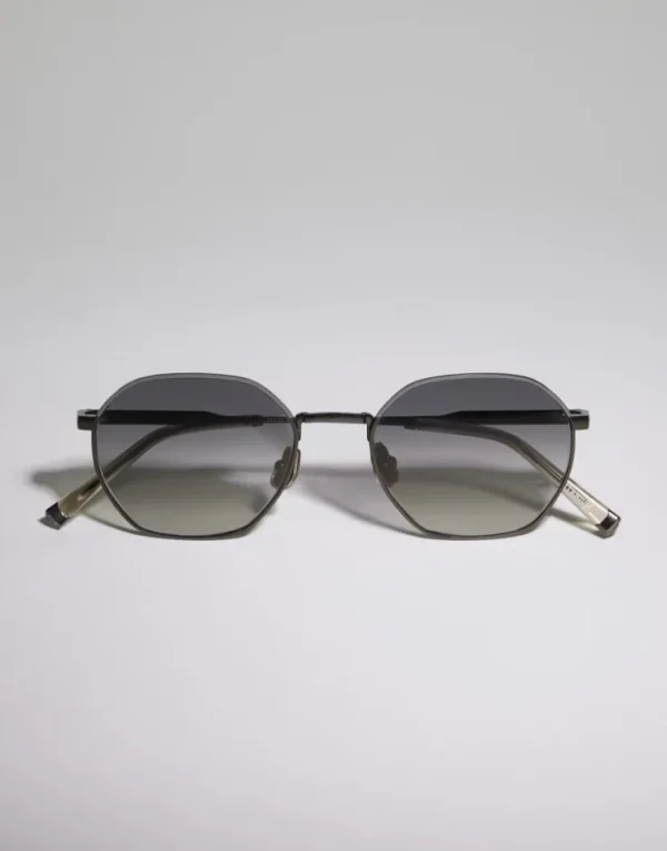 Brunello Cucinelli Sonnenbrille Intarsia Rays aus Titan | Damen Brillen | Brillen Herren