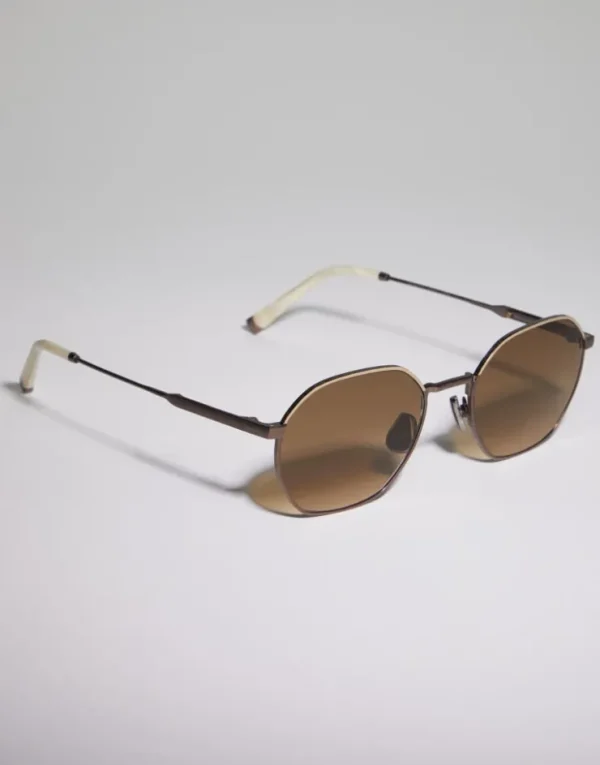 Brunello Cucinelli Sonnenbrille Intarsia Rays aus Titan | Damen Brillen | Brillen Herren