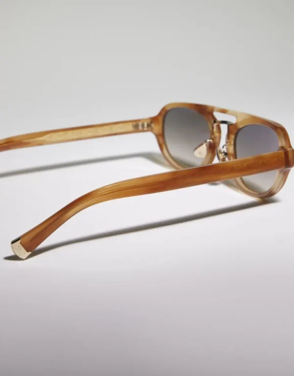 Brunello Cucinelli Sonnenbrille Intarsia Rays aus Azetat | Damen Brillen | Brillen Herren