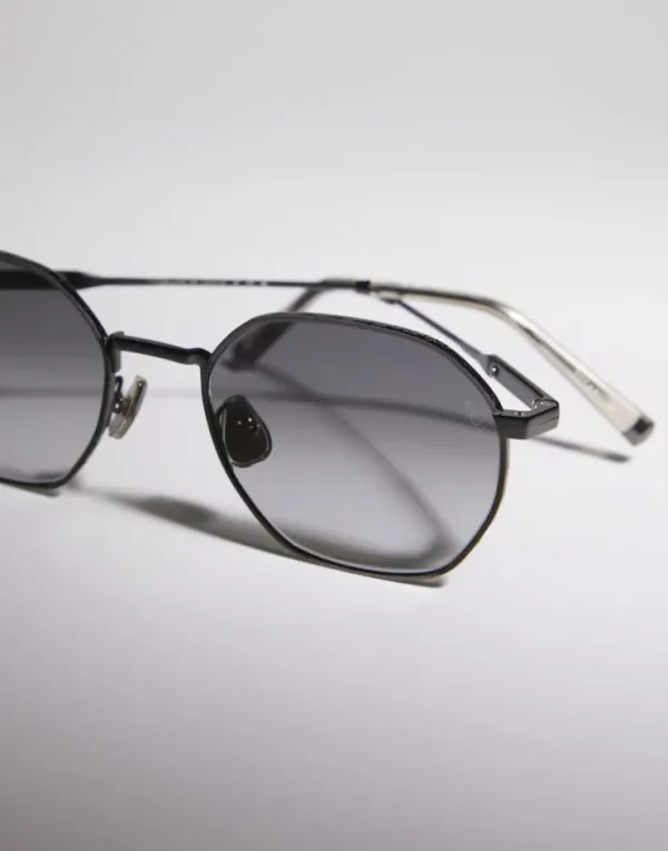 Brunello Cucinelli Sonnenbrille Intarsia Rays aus Titan | Damen Brillen | Brillen Herren