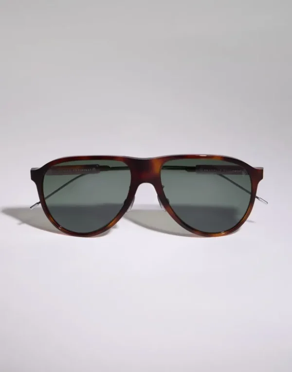 Brunello Cucinelli Sonnenbrille Sartorial Sunset aus Azetat und Titan mit polarisierten Gläsern | Herren Brillen | Brillen Herren