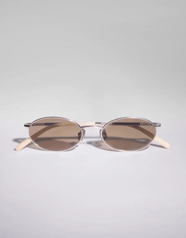 Brunello Cucinelli Sonnenbrille Timeless Reflections aus palladiumplattiertem Titan | Damen Brillen | Brillen Herren