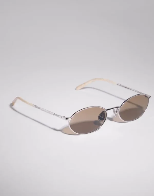 Brunello Cucinelli Sonnenbrille Timeless Reflections aus palladiumplattiertem Titan | Damen Brillen | Brillen Herren