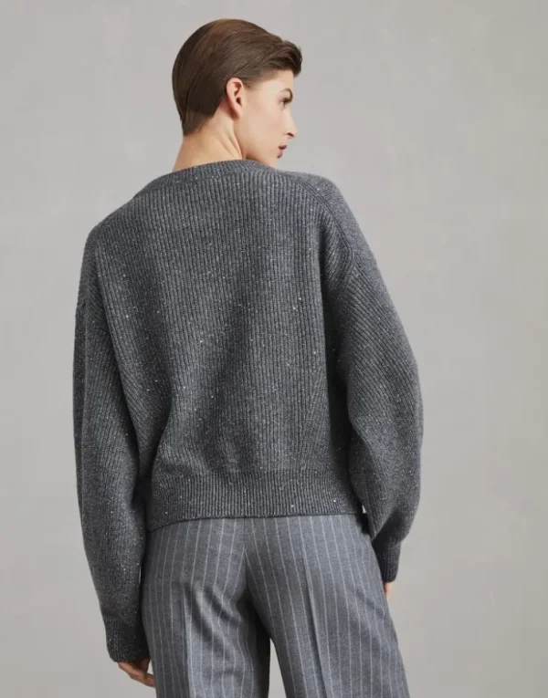 Brunello Cucinelli Sparkling & Dazzling-Pullover aus Kaschmir und Wolle in Patentstrick | Damen Strickwaren