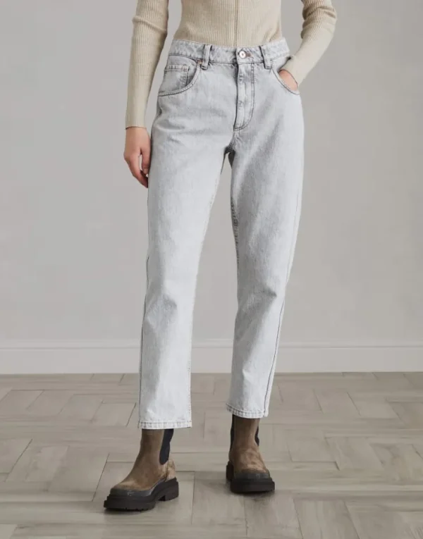 Brunello Cucinelli Straight-Hose aus Authentic-Denim mit Shiny Bartack | Damen Denim