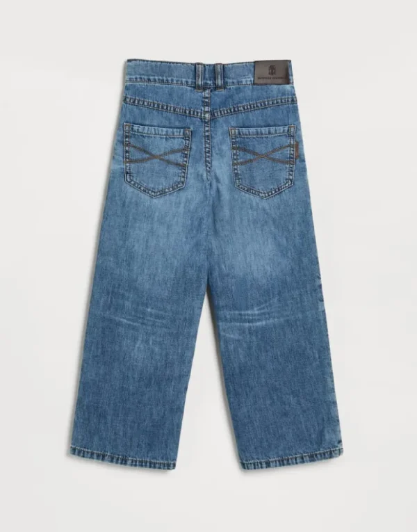 Brunello Cucinelli Straight-Hose aus leichtem Denim mit Monili | Kinder Hosen & Röcke