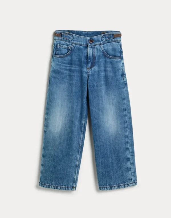 Brunello Cucinelli Straight-Hose aus Soft-Denim mit Monili | Kinder Hosen & Röcke