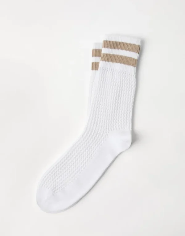 Brunello Cucinelli Stricksocken aus Baumwolle in gestreiftem Waffelmuster | Damen Weitere Accessoires