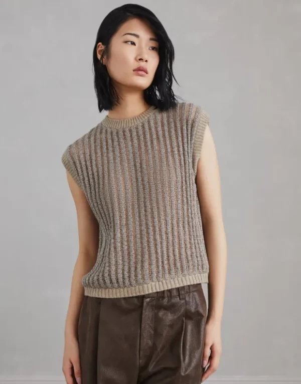 Brunello Cucinelli Stricktop aus Mohair, Wolle und Kaschmir mit Precious Ribbing | Damen Event-dressing | Strickwaren