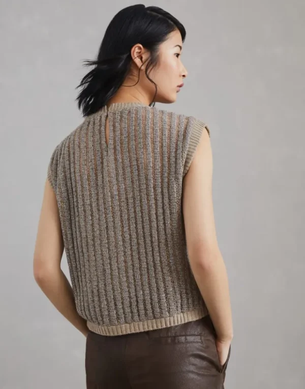 Brunello Cucinelli Stricktop aus Mohair, Wolle und Kaschmir mit Precious Ribbing | Damen Event-dressing | Strickwaren