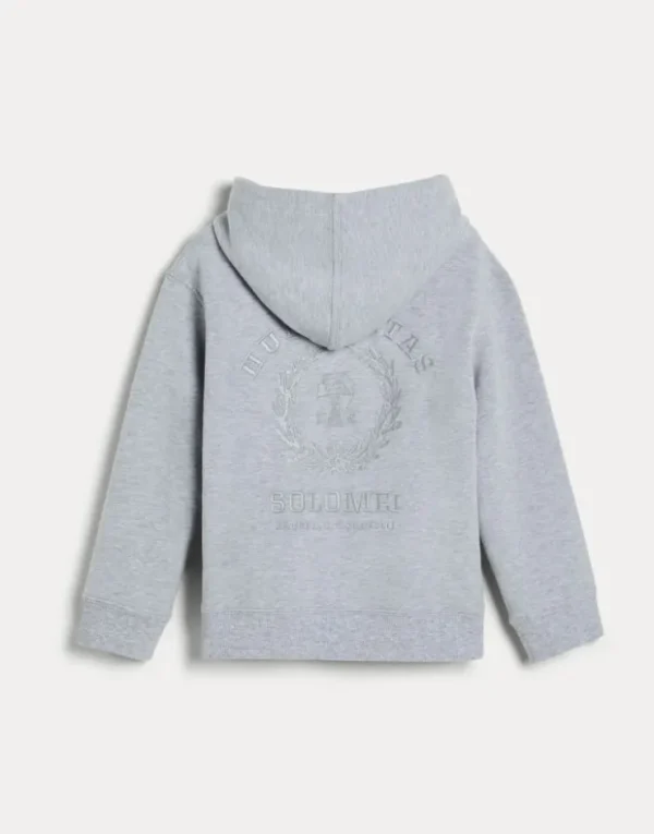 Brunello Cucinelli Sweatjacke aus Komfort-Baumwollfleece mit Kapuze, Reißverschluss und Print | Kinder Travelwear