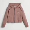 Brunello Cucinelli Sweatjacke aus leichtem Baumwollstretch mit Kapuze, Print und Monili | Kinder Travelwear