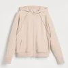 Brunello Cucinelli Sweatjacke aus leichtem Sweatjersey in Comfort-Baumwolle mit Kapuze und Monili | Kinder Travelwear