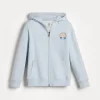 Brunello Cucinelli Sweatjacke aus Techno-Baumwolle mit Reißverschluss, Kapuze und Surf-Print | Kinder Travelwear