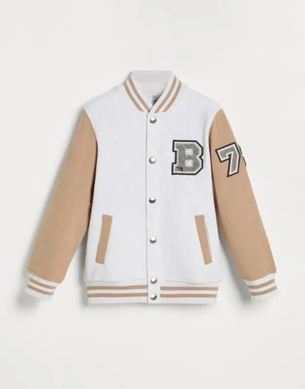 Brunello Cucinelli Sweatjacke im Blouson-Stil aus Baumwollfleece mit Patches | Kinder Travelwear