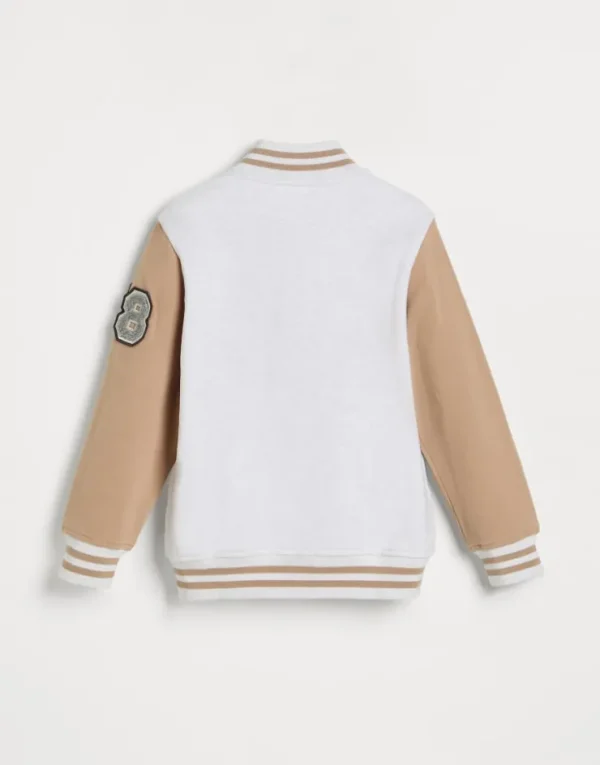 Brunello Cucinelli Sweatjacke im Blouson-Stil aus Baumwollfleece mit Patches | Kinder Travelwear