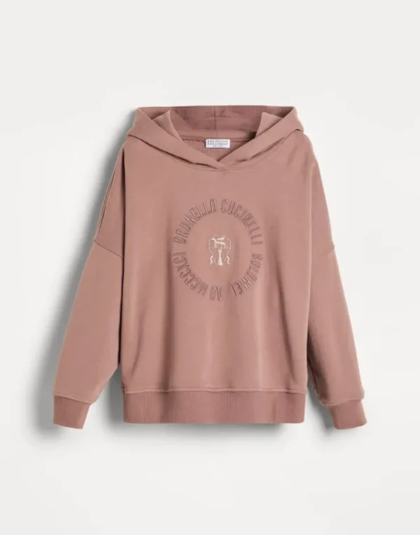 Brunello Cucinelli Sweatshirt aus Smooth-Baumwollsweat mit Kapuze und Stickerei | Kinder Travelwear