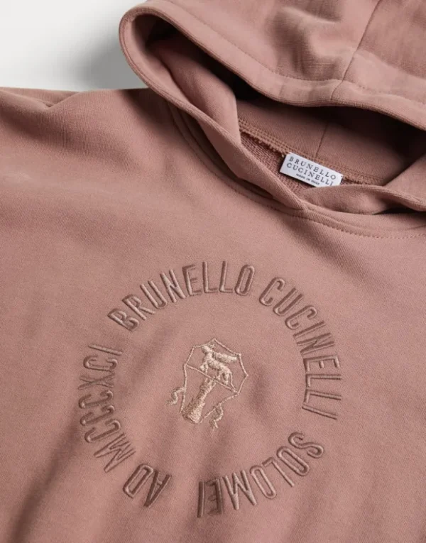 Brunello Cucinelli Sweatshirt aus Smooth-Baumwollsweat mit Kapuze und Stickerei | Kinder Travelwear