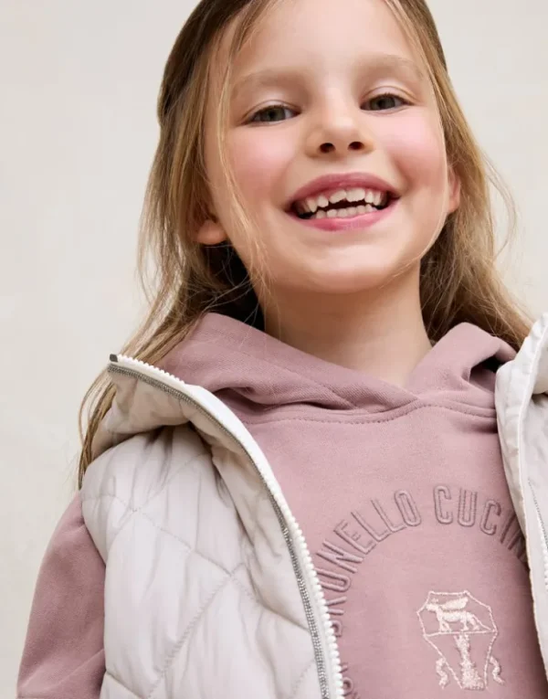 Brunello Cucinelli Sweatshirt aus Smooth-Baumwollsweat mit Kapuze und Stickerei | Kinder Travelwear