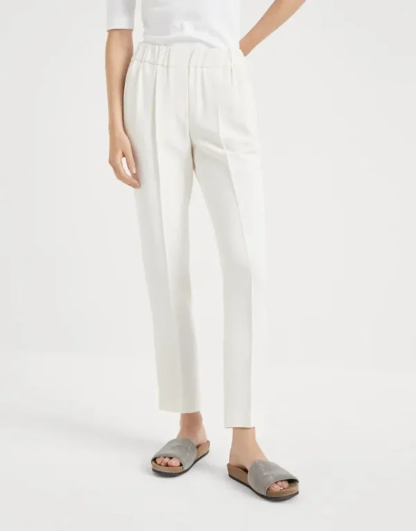 Brunello Cucinelli Tailored Jogger-Hose aus Crêpe-Cady in Seide und Azetat | Damen Hosen