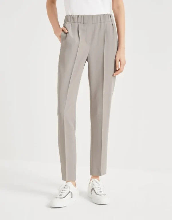 Brunello Cucinelli Tailored Jogger-Hose aus Crêpe-Cady in Seide und Azetat | Damen Hosen