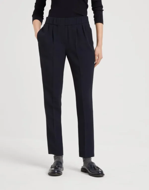 Brunello Cucinelli Tailored Jogger-Hose aus Crêpe-Cady in Seide und Azetat | Damen Hosen