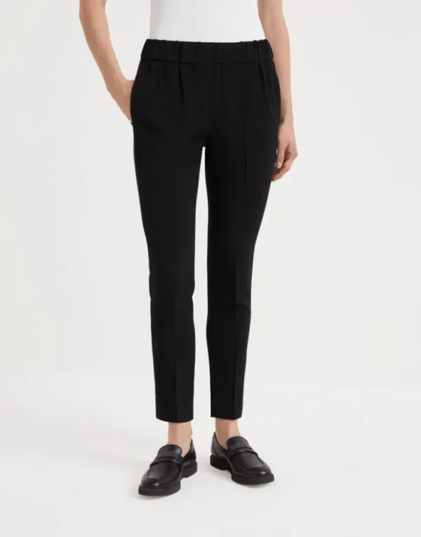 Brunello Cucinelli Tailored Jogger-Hose aus Crêpe-Cady in Seide und Azetat | Damen Hosen