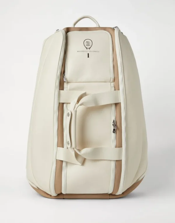 Brunello Cucinelli Tennisrucksack aus genarbtem Kalbsleder und Nylon | Reiseutensilien