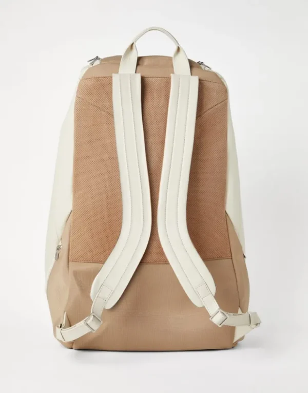 Brunello Cucinelli Tennisrucksack aus genarbtem Kalbsleder und Nylon | Reiseutensilien