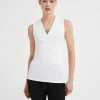 Brunello Cucinelli Top aus geripptem Stretch-Baumwolljersey mit Precious Insert | Damen T-shirts & Tops