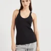 Brunello Cucinelli Top aus Rippen-Baumwolljersey mit Monili | Damen T-shirts & Tops