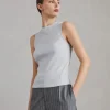 Brunello Cucinelli Top aus Rippen-Baumwolljersey mit Monili | Damen T-shirts & Tops